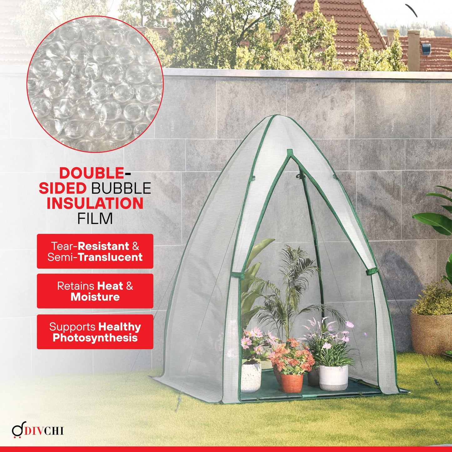 DIVCHI Dome Greenhouse for Plants Year-Round Small Grow House Weatherproof Garden Dome For Tomatos Vegetables & Plants Mini Greenhouse For Plant Protection Reinforced Cover Zipper (White)