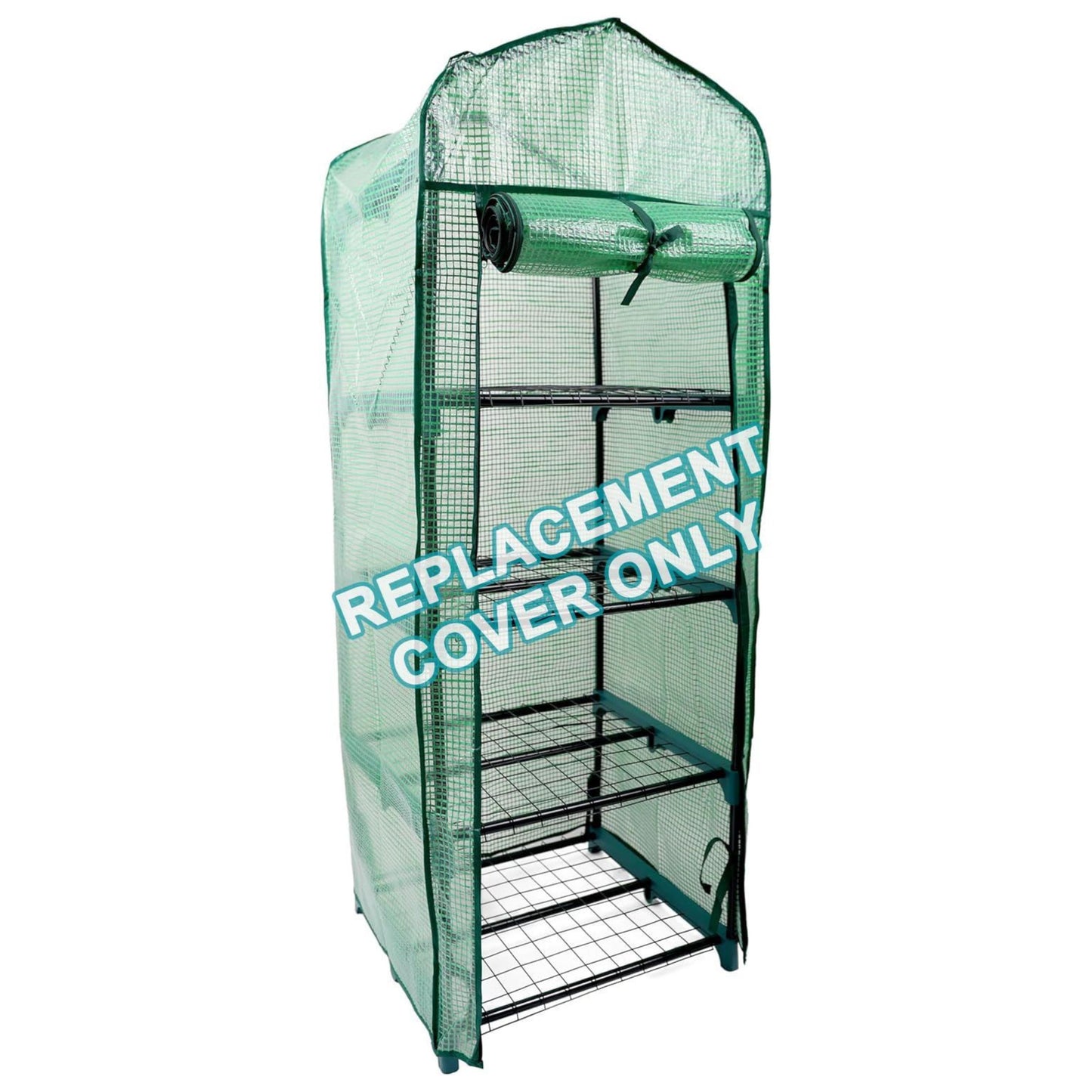 Green mesh cover for a bird cage on a white background with 'Replacement Cover Only' text.