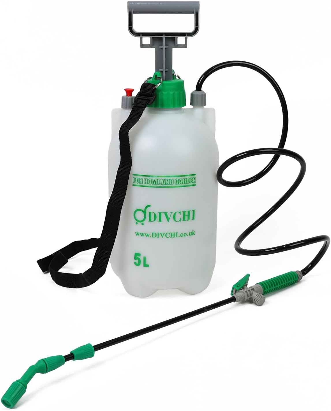 DIVCHI 5 Litre Pump Action Pressure Sprayer with Adjustable Nozzle & Carrying Strap | High-Pressure Pump Spray for Weed Killer Pesticides Fungicides Cleaning | Water Sprayer Bottle - DIVCHI