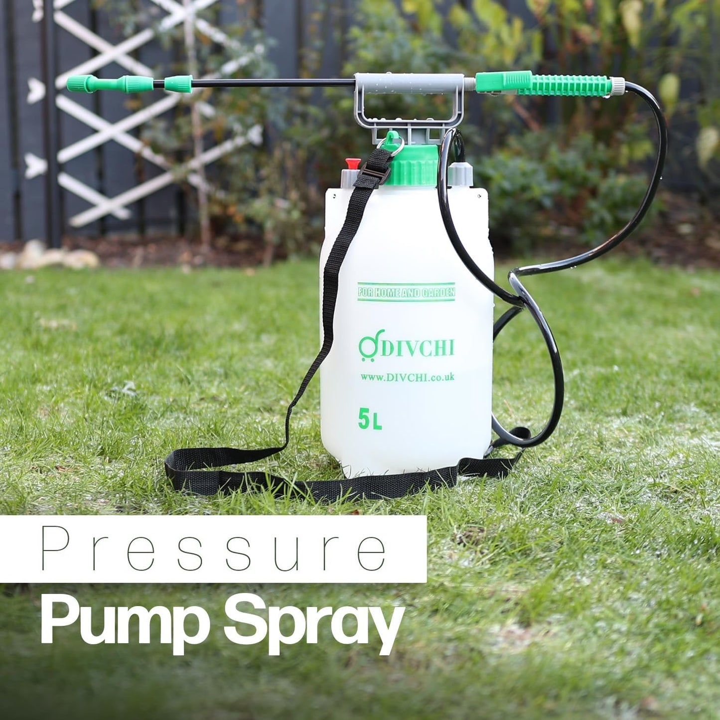 DIVCHI 5 Litre Pump Action Pressure Sprayer with Adjustable Nozzle & Carrying Strap | High-Pressure Pump Spray for Weed Killer Pesticides Fungicides Cleaning | Water Sprayer Bottle - DIVCHI