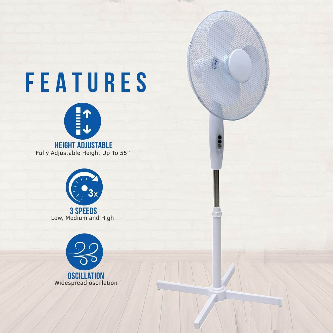 Oscillating Quiet Fan | Pedestal Electric Fan | Fan Pedestal - DIVCHI