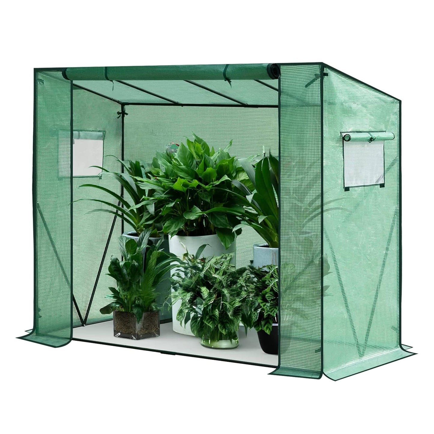 DIVCHI Walk-In Garden Greenhouse Tomato Greenhouse Tent With Roll-Up Zippered Door UV Resistant PE Cover, Durable Rust-Proof Steel Frame Plants Shed for Garden & Backyard (Green)