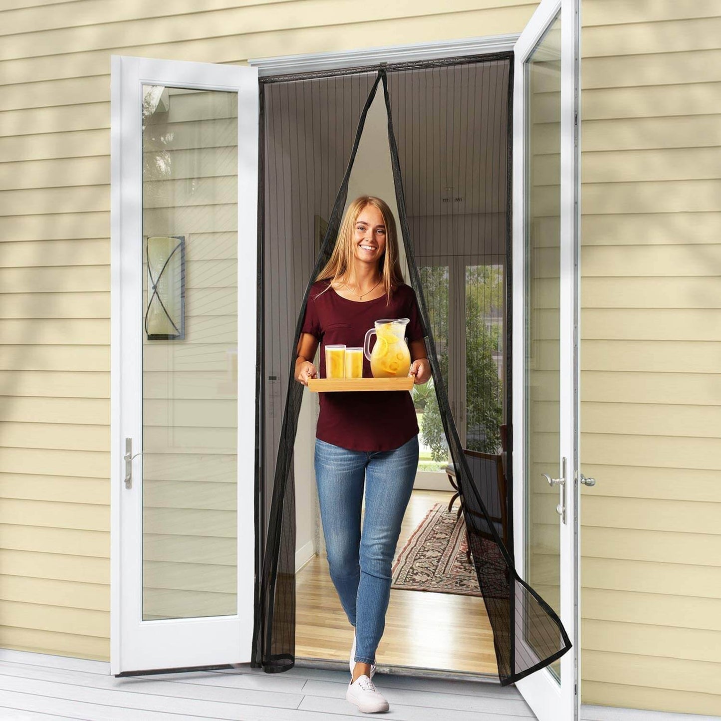 Door Magnetic Fly Screen | Automatic Curtain Closers | Insect Mesh Uk - DIVCHI