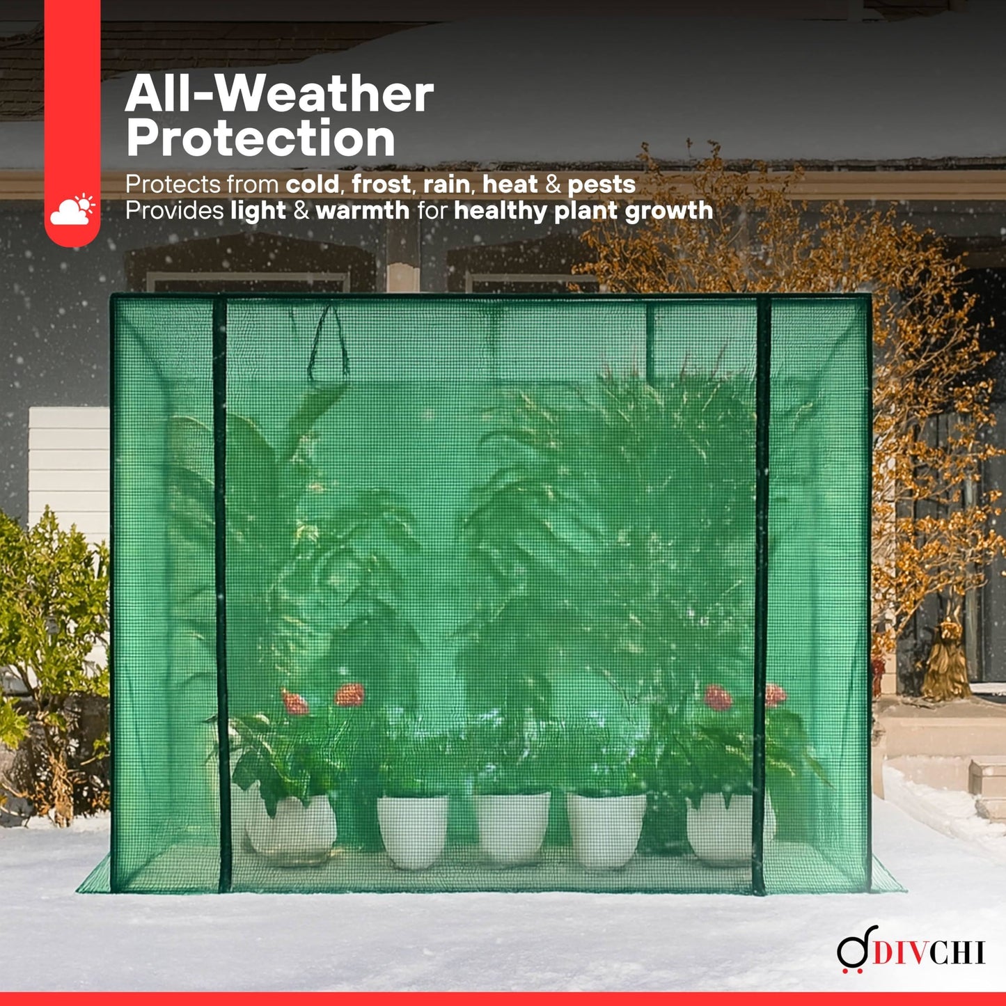 DIVCHI Walk-In Garden Greenhouse Tomato Greenhouse Tent With Roll-Up Zippered Door UV Resistant PE Cover, Durable Rust-Proof Steel Frame Plants Shed for Garden & Backyard (Green)