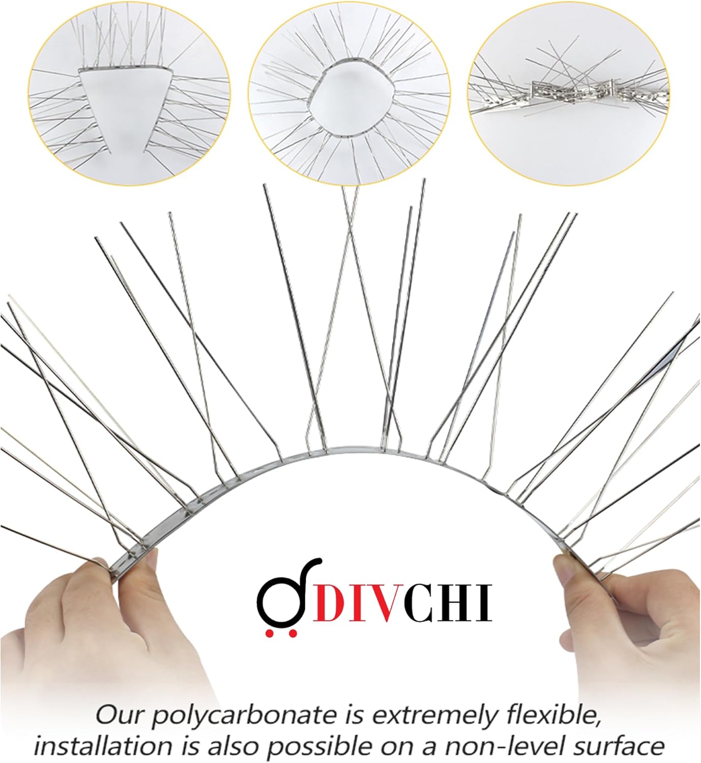 DIVCHI Birds Spikes With Stainless Steel Base, 5M (22.4ft) Pigeon And Crows Spikes Deterrent, Anti-Pigeon Spikes, Cats Repellent Spikes for Gardens, And Roofs