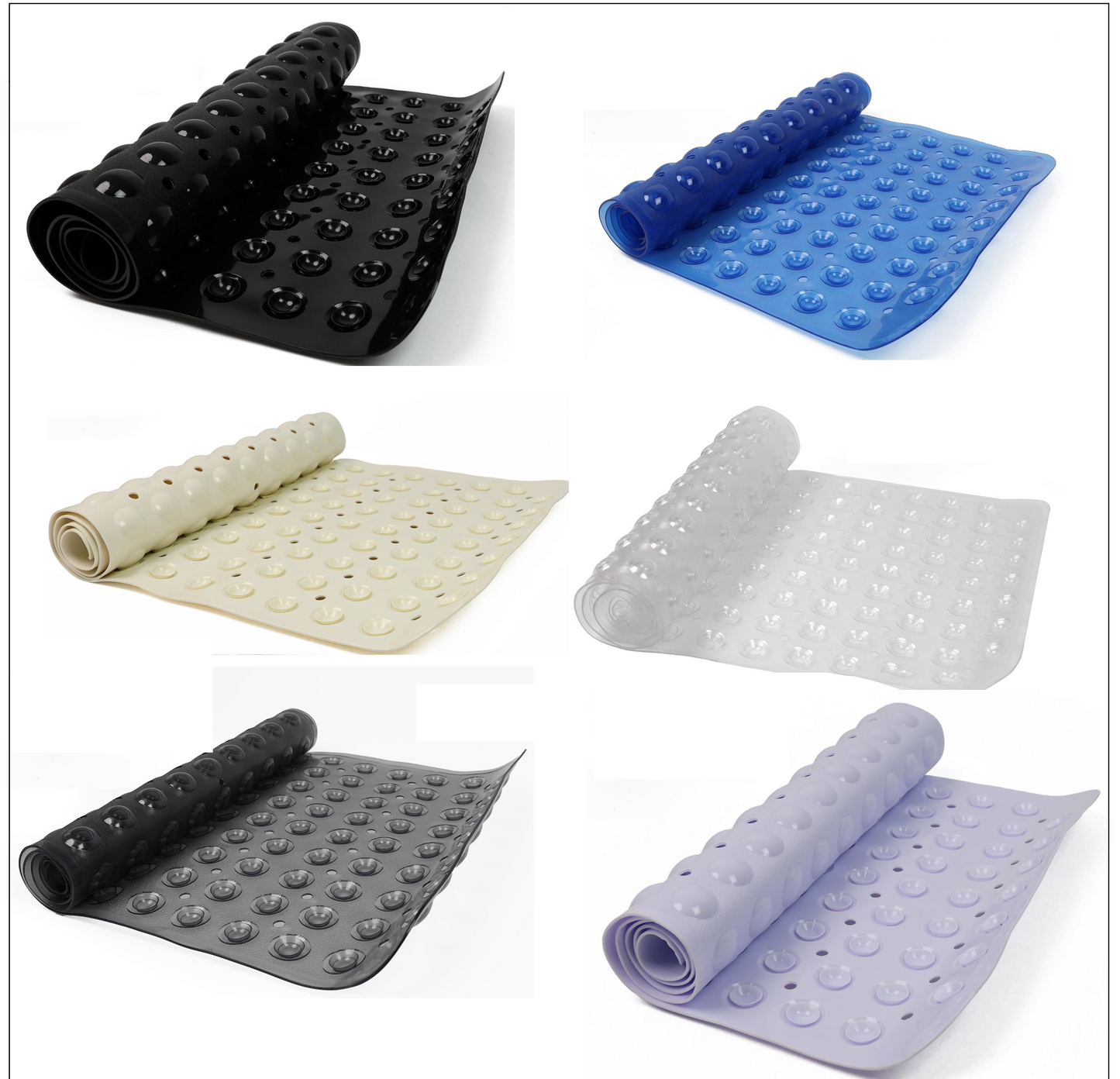 100 x 40 cm Shower Bath Mat Non Slip Anti Mould & Mildew With Strong Suction Cups Grip And Drain Holes - DIVCHI