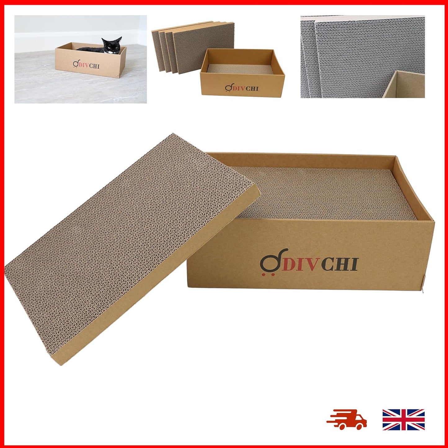 Cat Scratching Board With Box 5 Pcs Cat Scratch Pad With Catnip For Kitty - DIVCHI