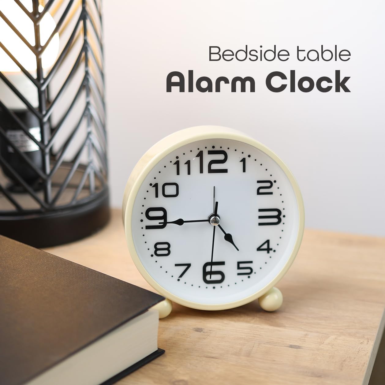 Non-Ticking Table Clock With Large Display Battery Powered For Heavy Sleepers - DIVCHI