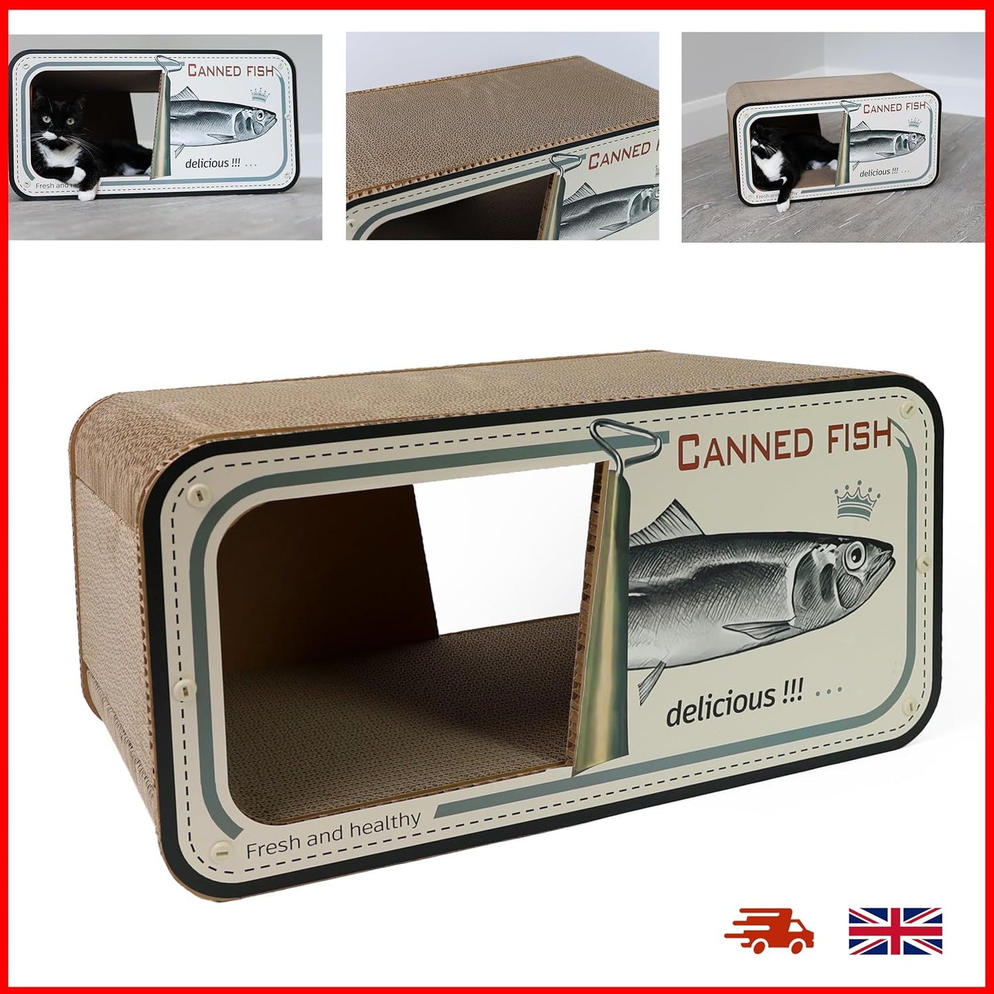 Cat House with Cat Scratching Board For Kitty - DIVCHI