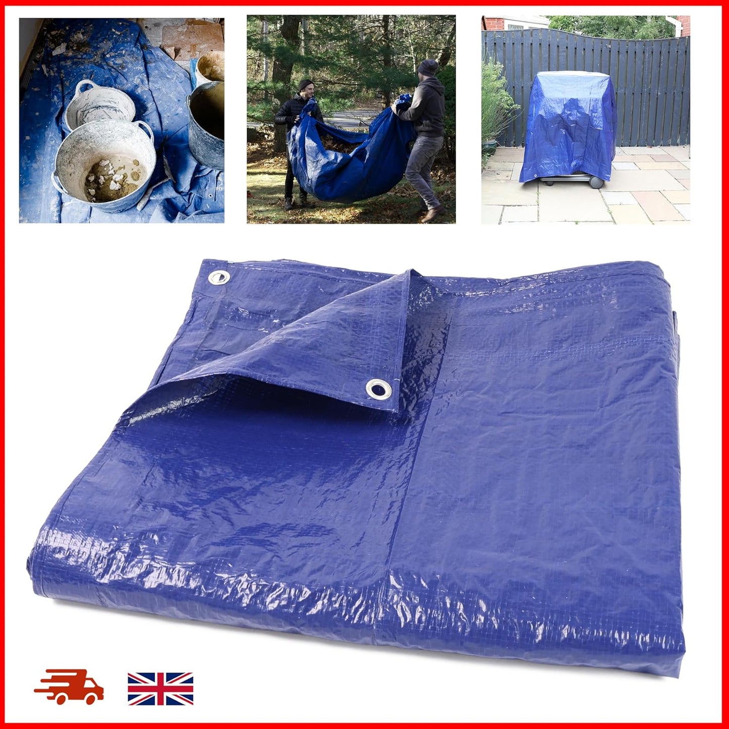 Tarpaulin Waterproof Heavy Duty Multipurpose Tarp Sheet Cover With Reinforced - DIVCHI