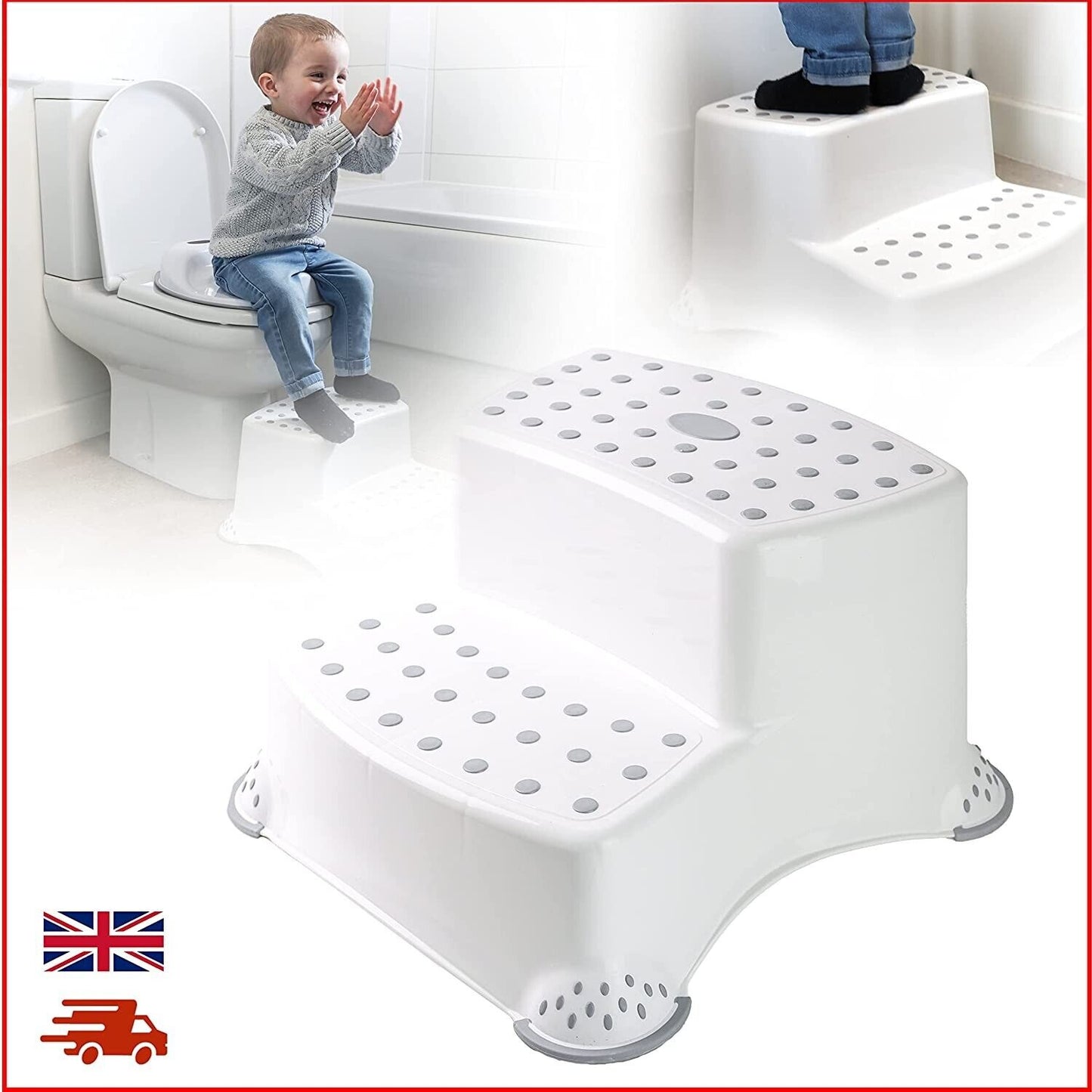 DIVCHI Toddler Two Steps Stools Anti Slip Stool Potty Training For Bathroom - DIVCHI