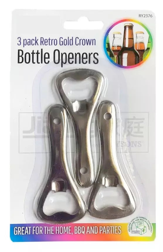 Metal Flat Bottle Opener East to Carry Set of 3 Cap Opener Bar Tool Set - DIVCHI