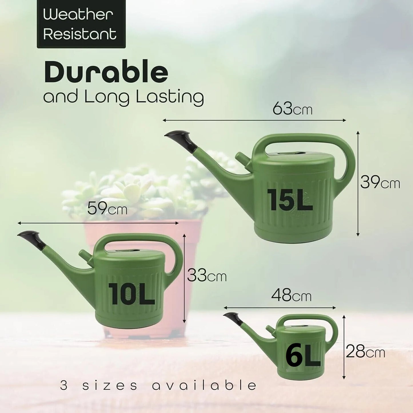 Watering Can With Rose Head Indoor Outdoor Plants Watering Pot With Handle & Removable Sprinkler Head - DIVCHI