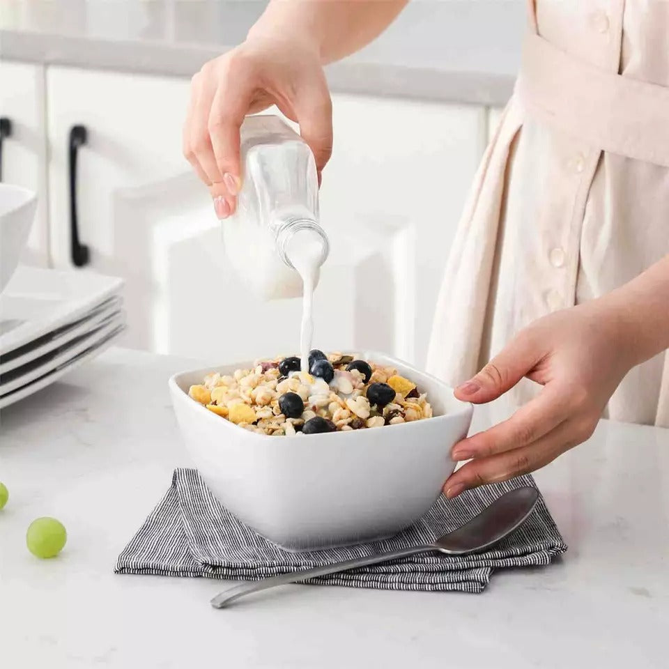 Square Dinner Set Includes Plates Bowl Mug Bowl Available in Black & White - DIVCHI