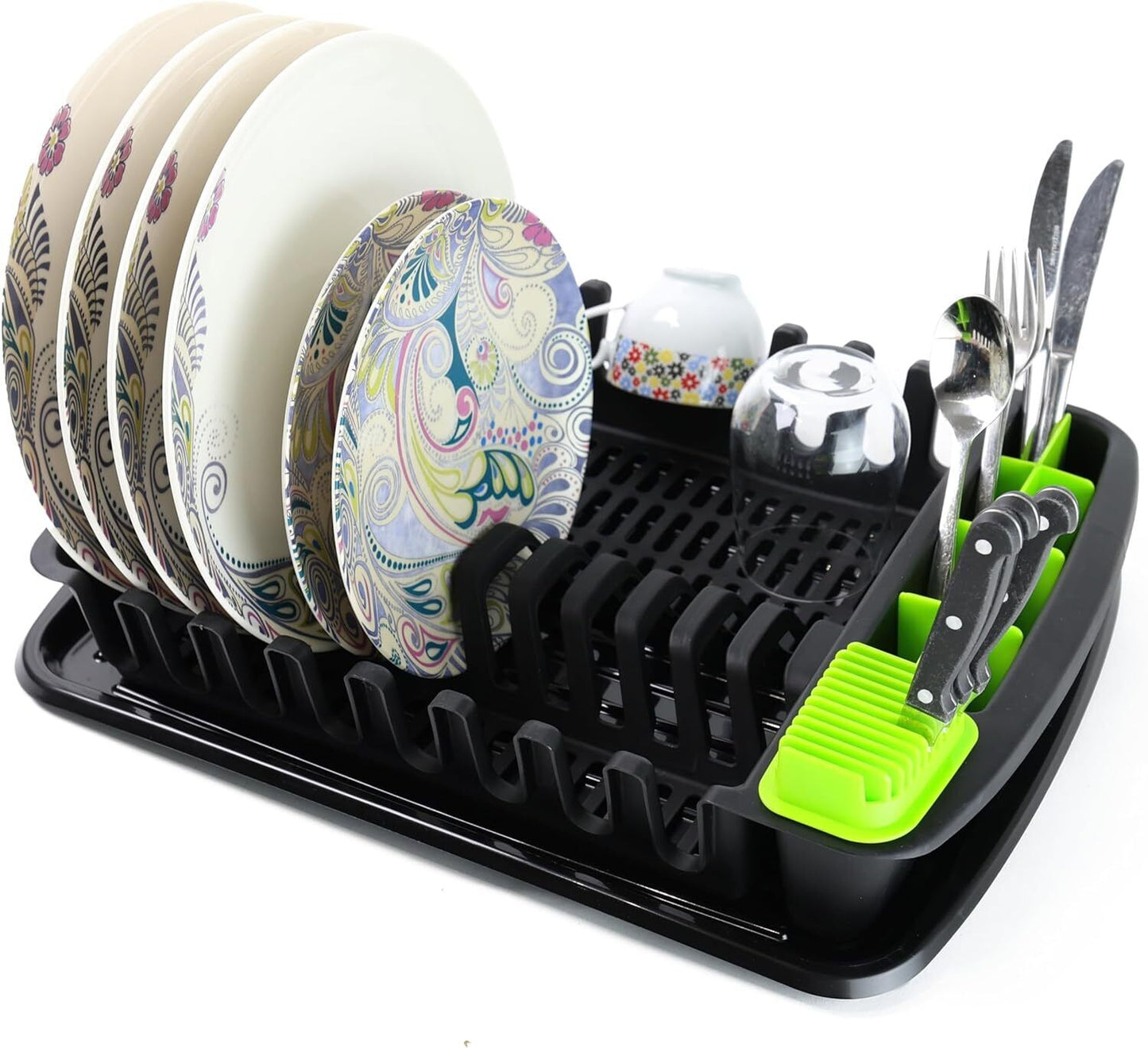 Plastic Dish Drying Rack Sink Drainer Cutlery Cup Utensil Holder For Kitchen - DIVCHI