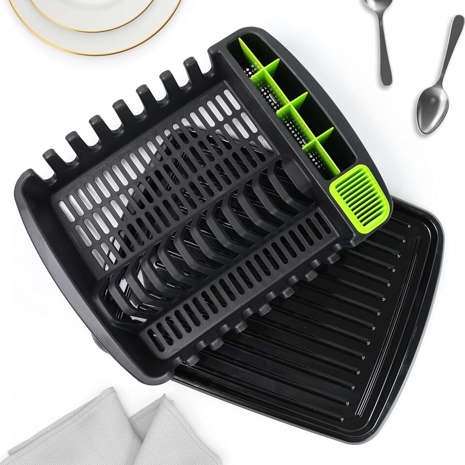 Plastic Dish Drying Rack Sink Drainer Cutlery Cup Utensil Holder For Kitchen - DIVCHI