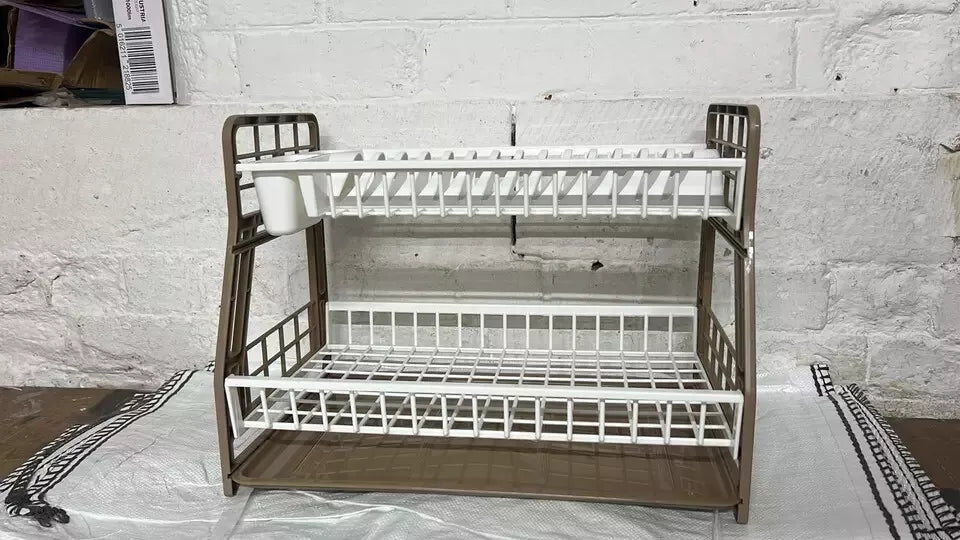 2-Tier Dish Drying Rack Large Capacity Drainer, Utensil Holder, Drain board - DIVCHI