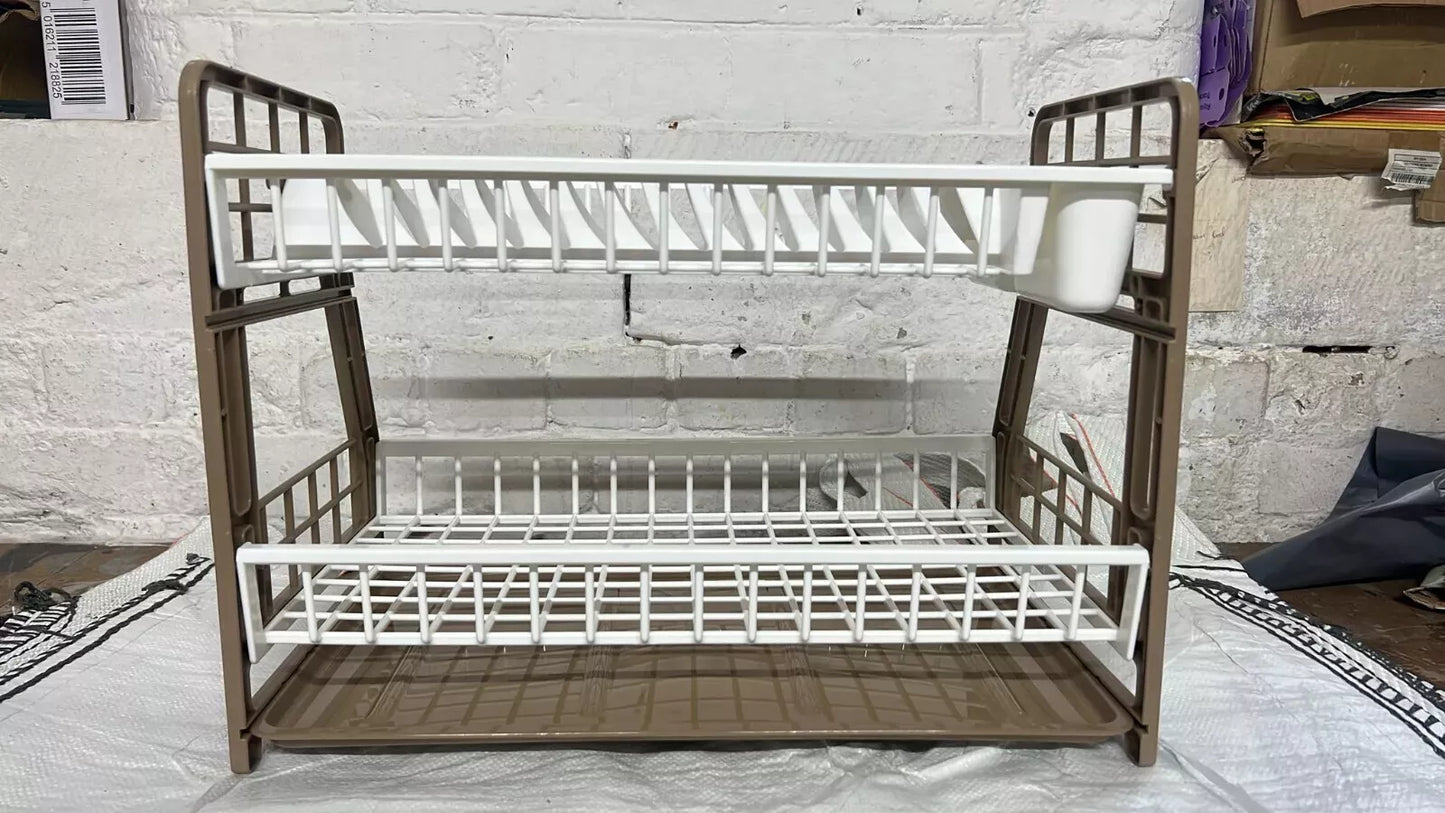 2-Tier Dish Drying Rack Large Capacity Drainer, Utensil Holder, Drain board - DIVCHI