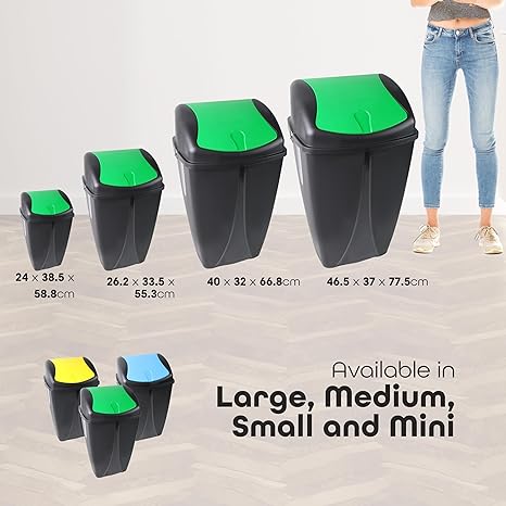 Set of 3 Plastic Flip Top Waste Bin with Removable Swing Lid For Home Bathroom Office - DIVCHI