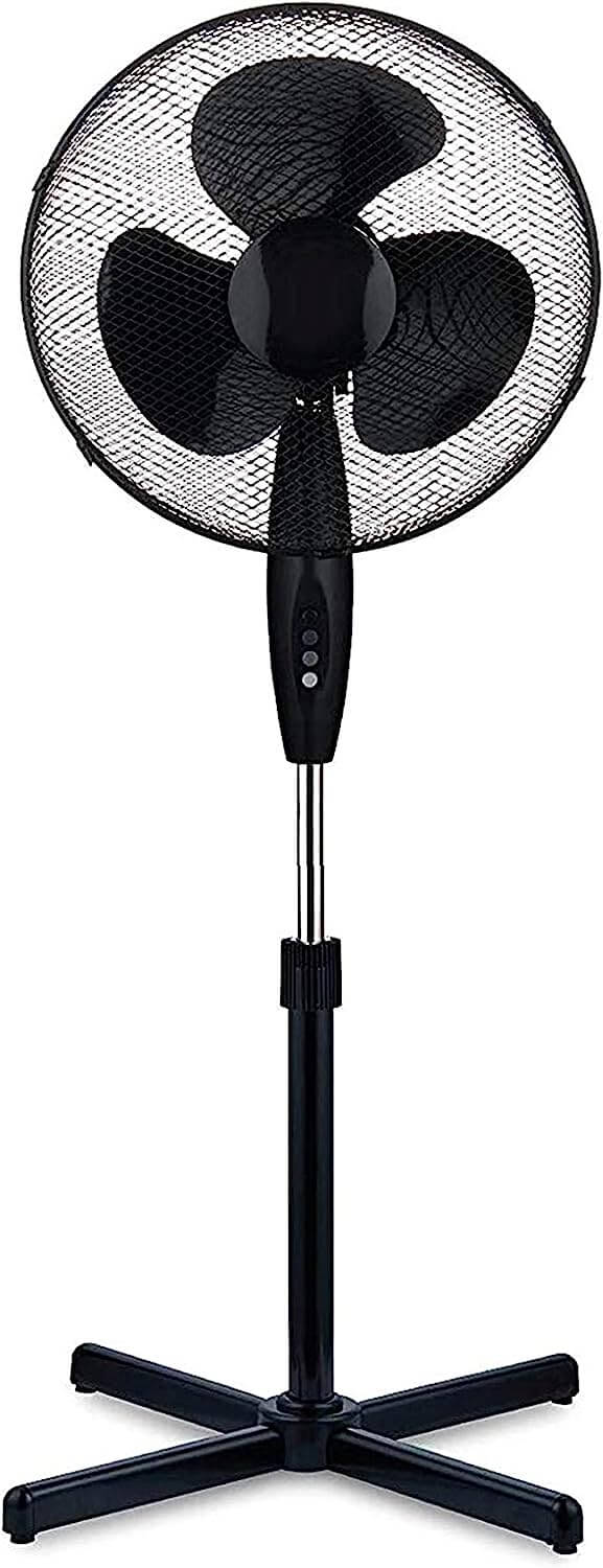 Pedestal Fan Black | Oscillating Electric Fan | Black Stand Up Fan - DIVCHI