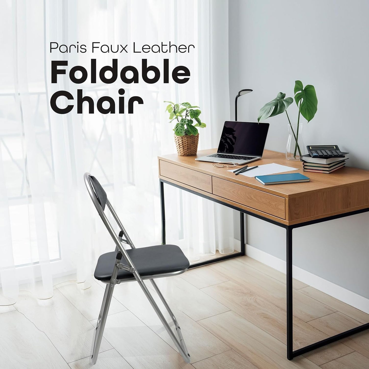 Folding Paris Faux Leather Chair Easy Storage Comfy And Durable