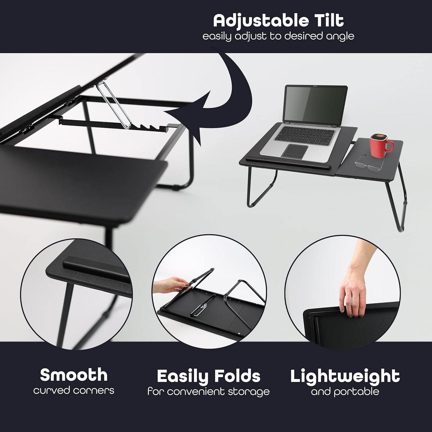 Foldable Laptop Desk Table With Foldable Legs, Reading Holder Notebook Stand Breakfast Bed Tray Book Holder For Sofa, Bed, Terrace, Balcony