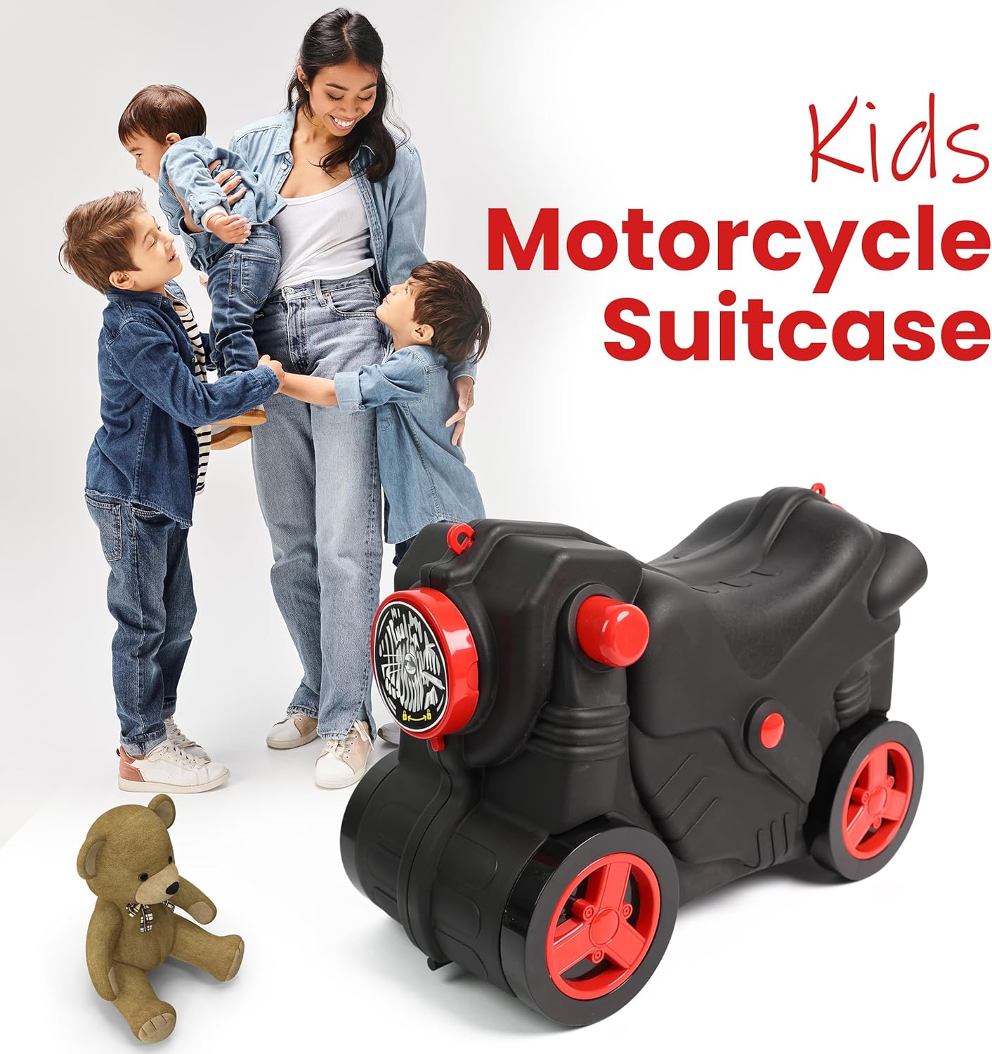 Kids Suitcase with Wheels Ride On Hand Luggage Cabin Trolley Travel Bags - DIVCHI