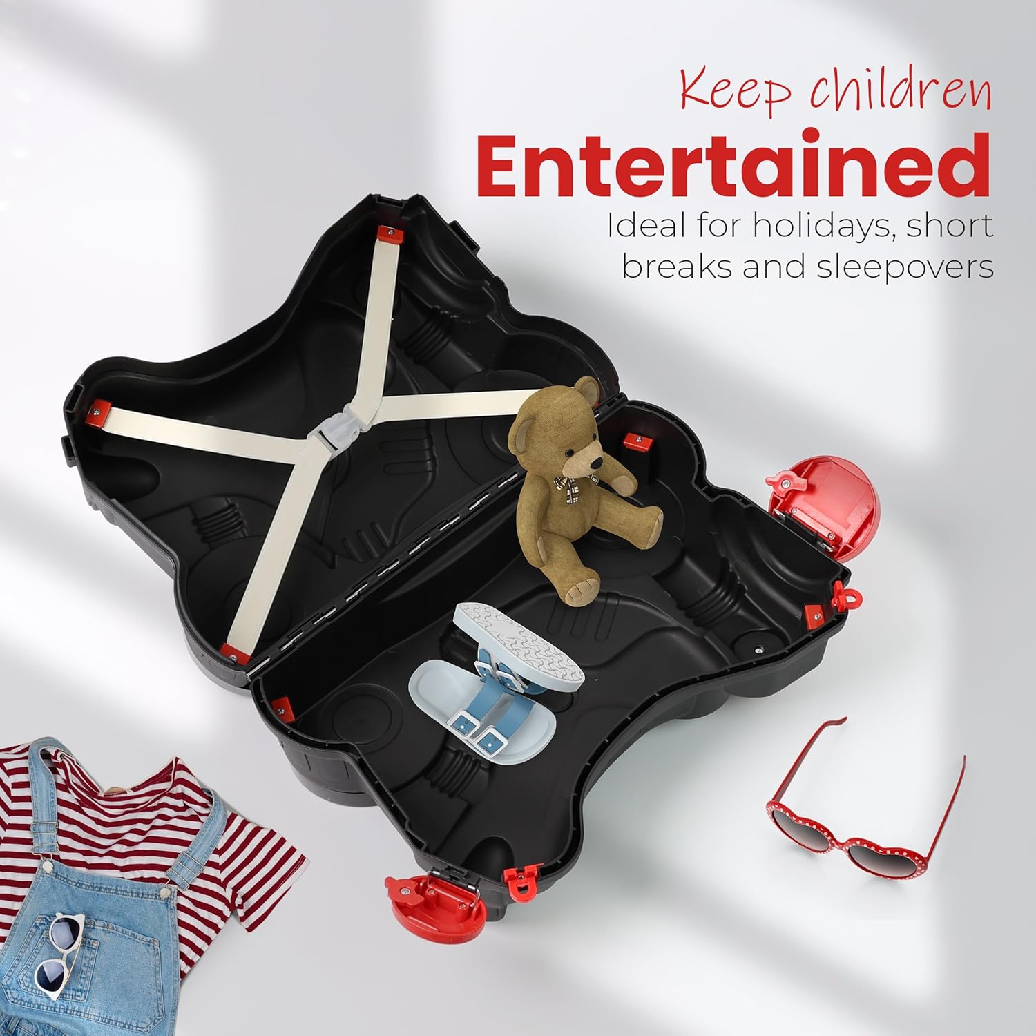 Kids Suitcase with Wheels Ride On Hand Luggage Cabin Trolley Travel Bags - DIVCHI