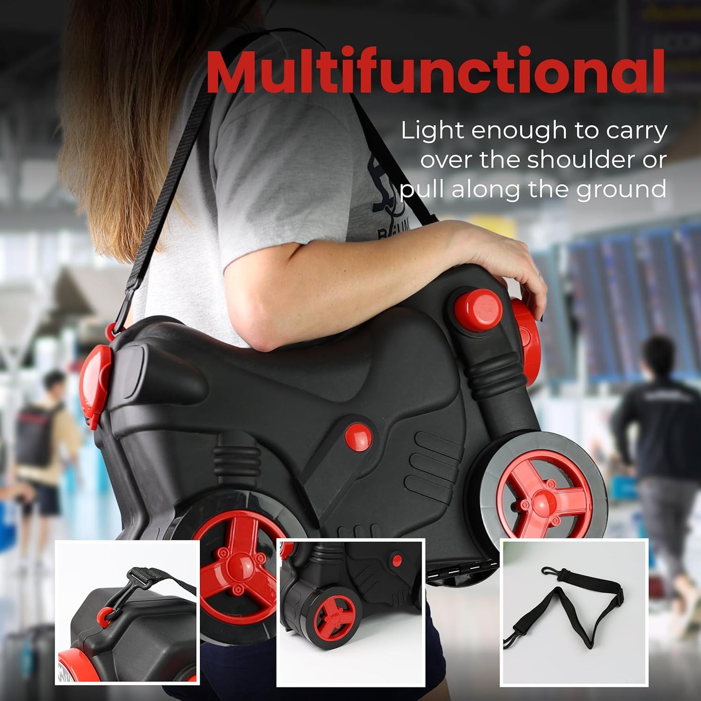 Kids Suitcase with Wheels Ride On Hand Luggage Cabin Trolley Travel Bags - DIVCHI