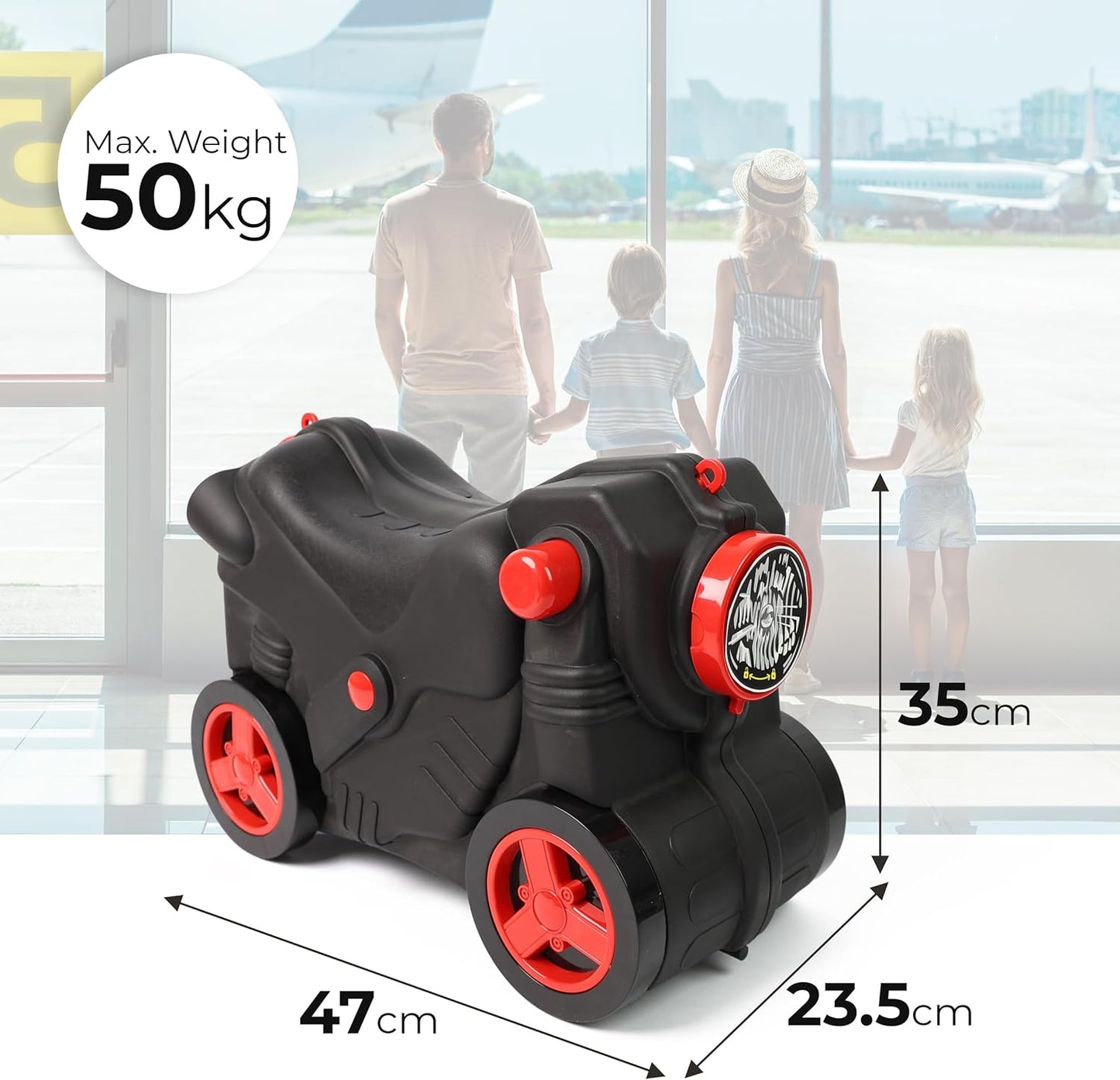 Kids Suitcase with Wheels Ride On Hand Luggage Cabin Trolley Travel Bags - DIVCHI
