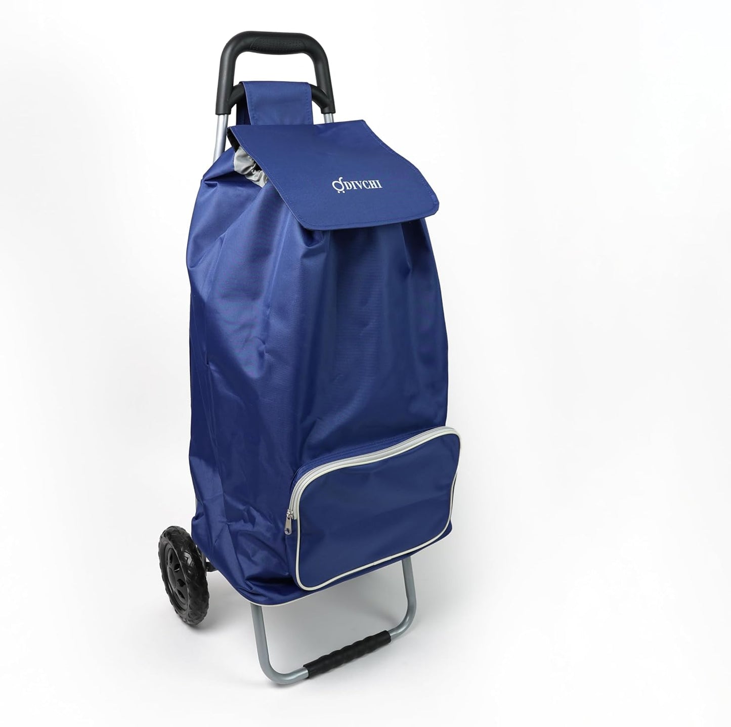 DIVCHI Shopping Trolley With 2 Wheels Foldable Heavy Duty Collapsible Shopping Cart | Grocery Trolleys | Utility Carts | Pull Along Trolley | Storage Cart (Blue) - DIVCHI