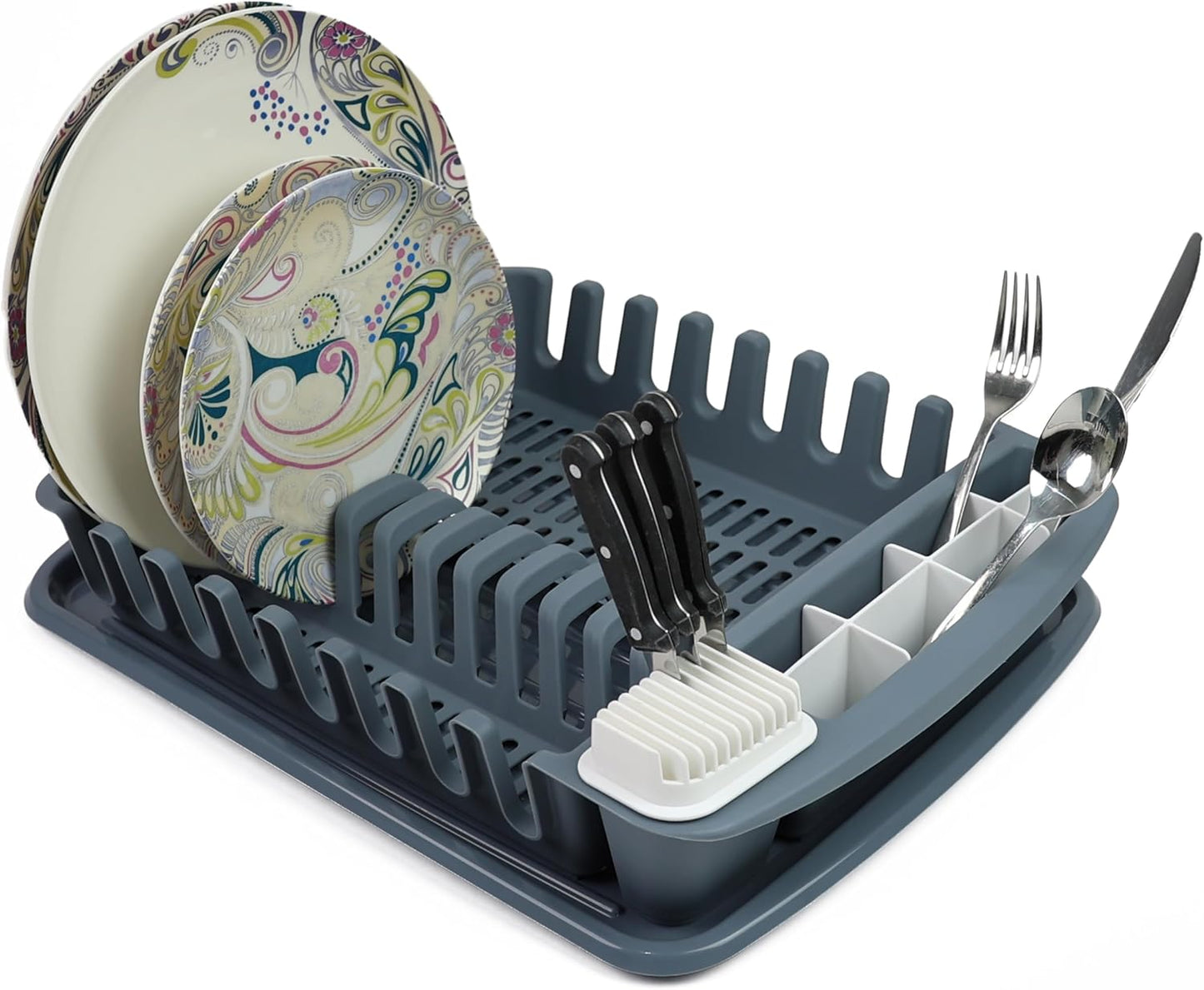 Plastic Dish Drying Rack Sink Drainer Cutlery Cup Utensil Holder For Kitchen - DIVCHI