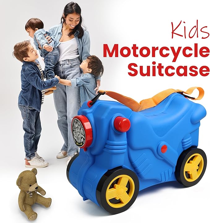 Kids Suitcase with Wheels Ride On Hand Luggage Cabin Trolley Travel Bags - DIVCHI