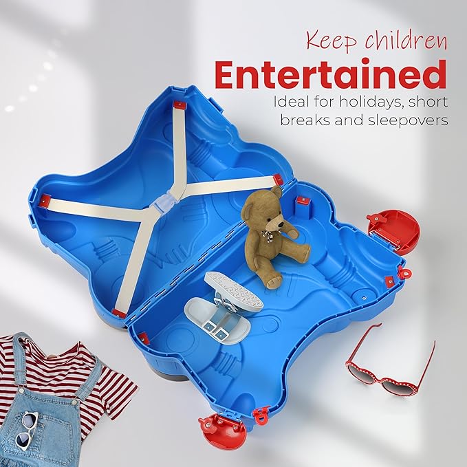 Kids Suitcase with Wheels Ride On Hand Luggage Cabin Trolley Travel Bags - DIVCHI