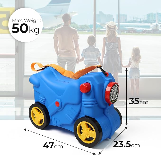 Kids Suitcase with Wheels Ride On Hand Luggage Cabin Trolley Travel Bags - DIVCHI