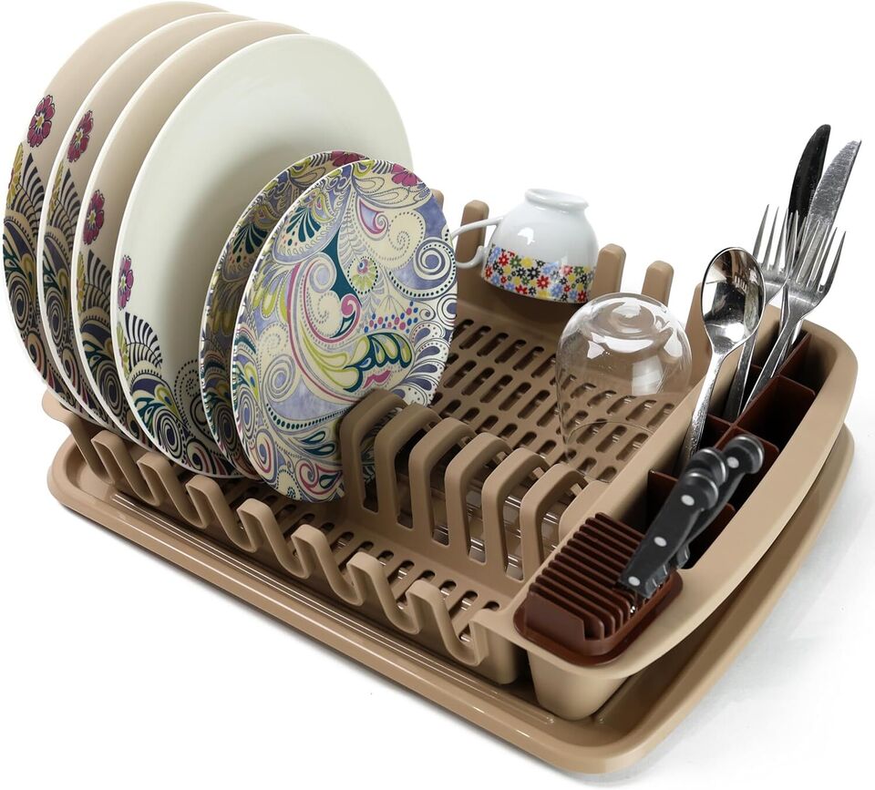 Plastic Dish Drying Rack Sink Drainer Cutlery Cup Utensil Holder For Kitchen - DIVCHI