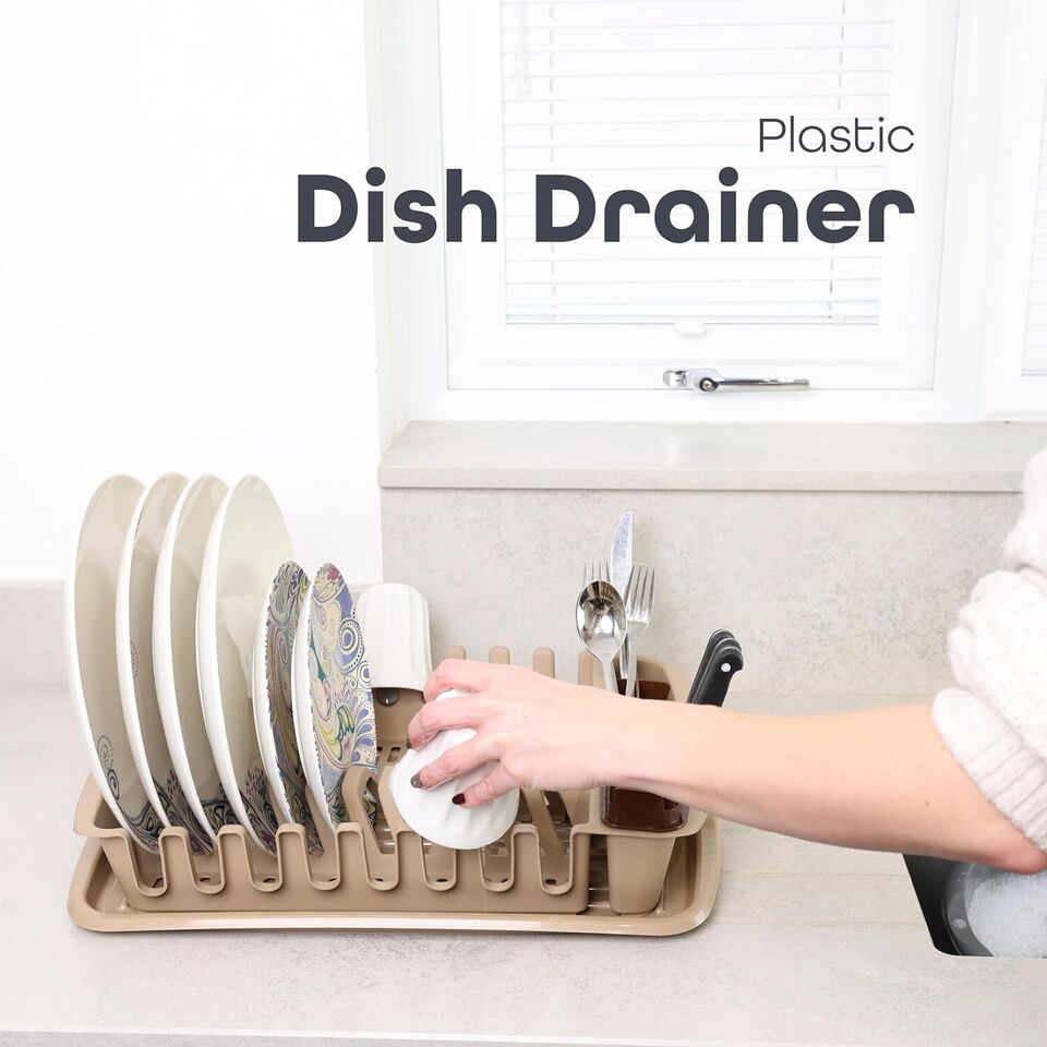 Plastic Dish Drying Rack Sink Drainer Cutlery Cup Utensil Holder For Kitchen - DIVCHI