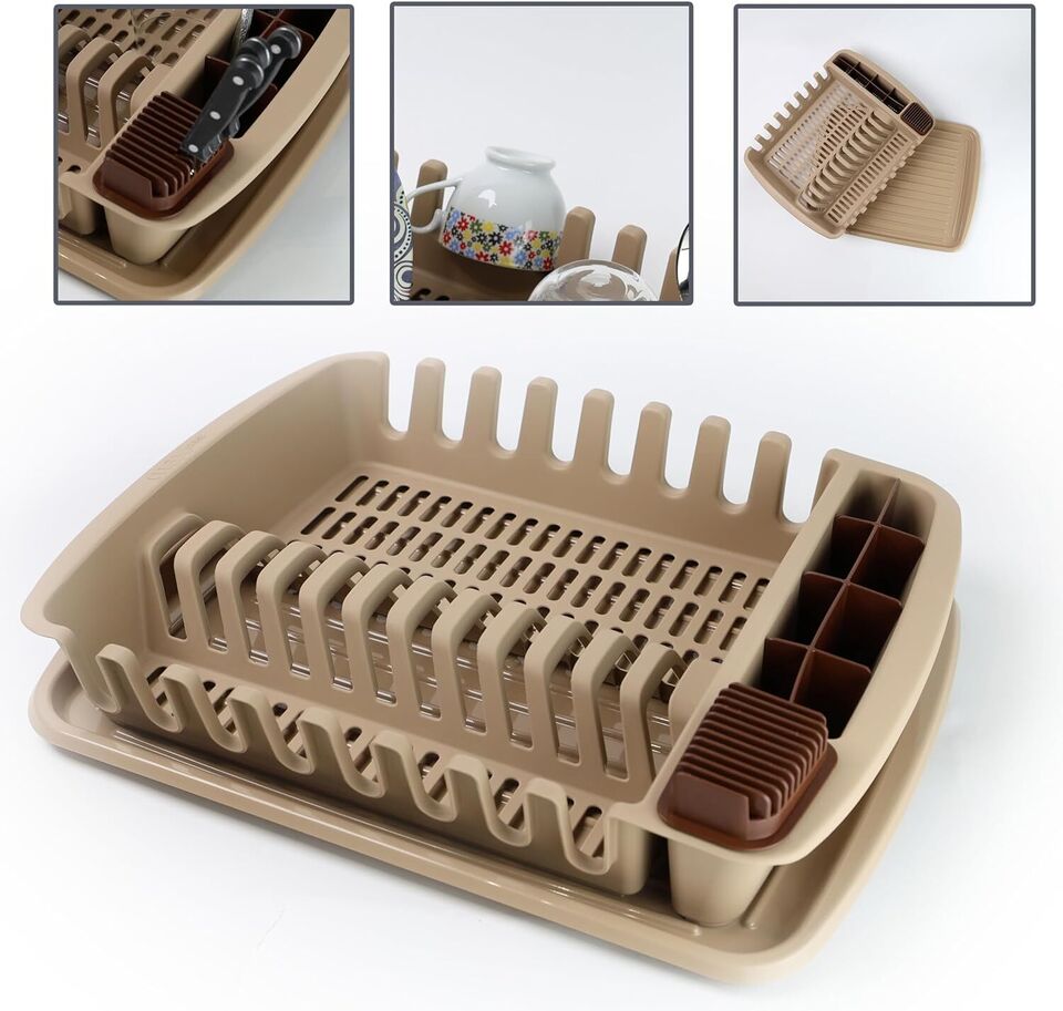 Plastic Dish Drying Rack Sink Drainer Cutlery Cup Utensil Holder For Kitchen - DIVCHI