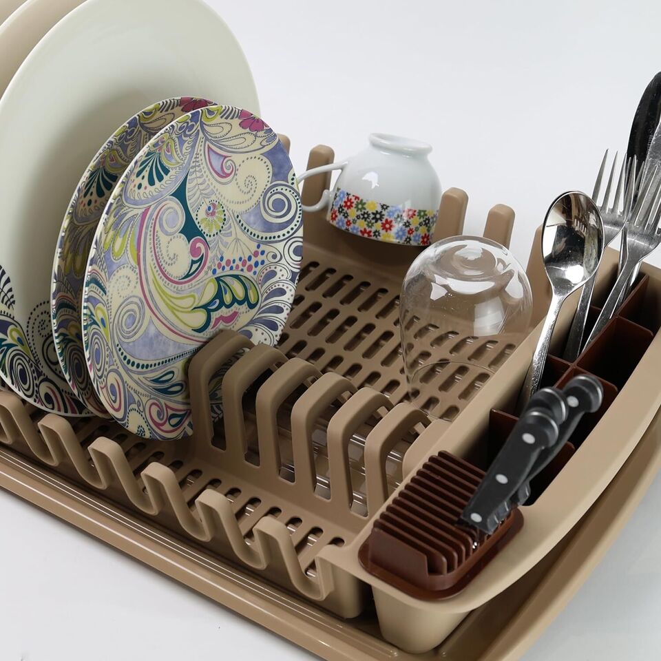 Plastic Dish Drying Rack Sink Drainer Cutlery Cup Utensil Holder For Kitchen - DIVCHI
