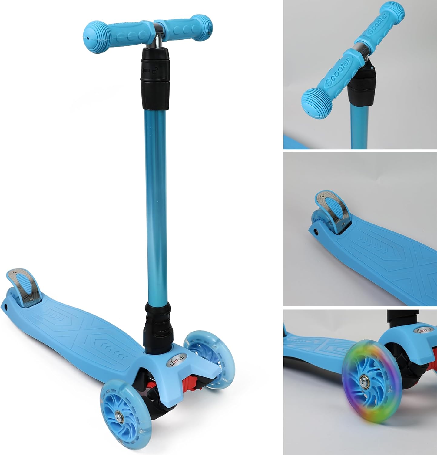 Scooter For Kids 3 Wheel Scooter For Girls & Boys, Kick Scooter With 4 Adjustable Height, Lean To Steer, Light Up Wheels Push Scooter For Children - DIVCHI
