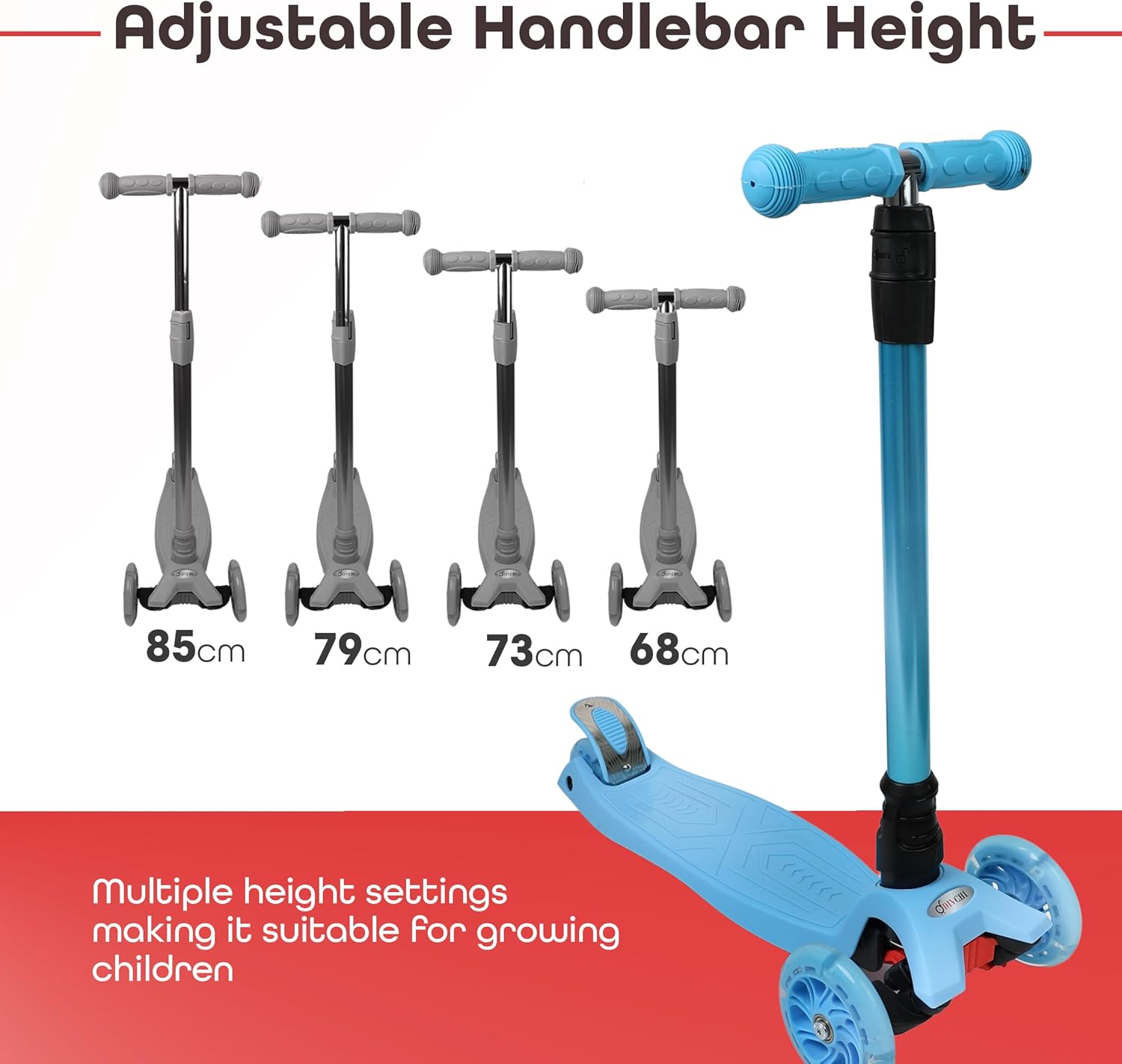 Scooter For Kids 3 Wheel Scooter For Girls & Boys, Kick Scooter With 4 Adjustable Height, Lean To Steer, Light Up Wheels Push Scooter For Children - DIVCHI