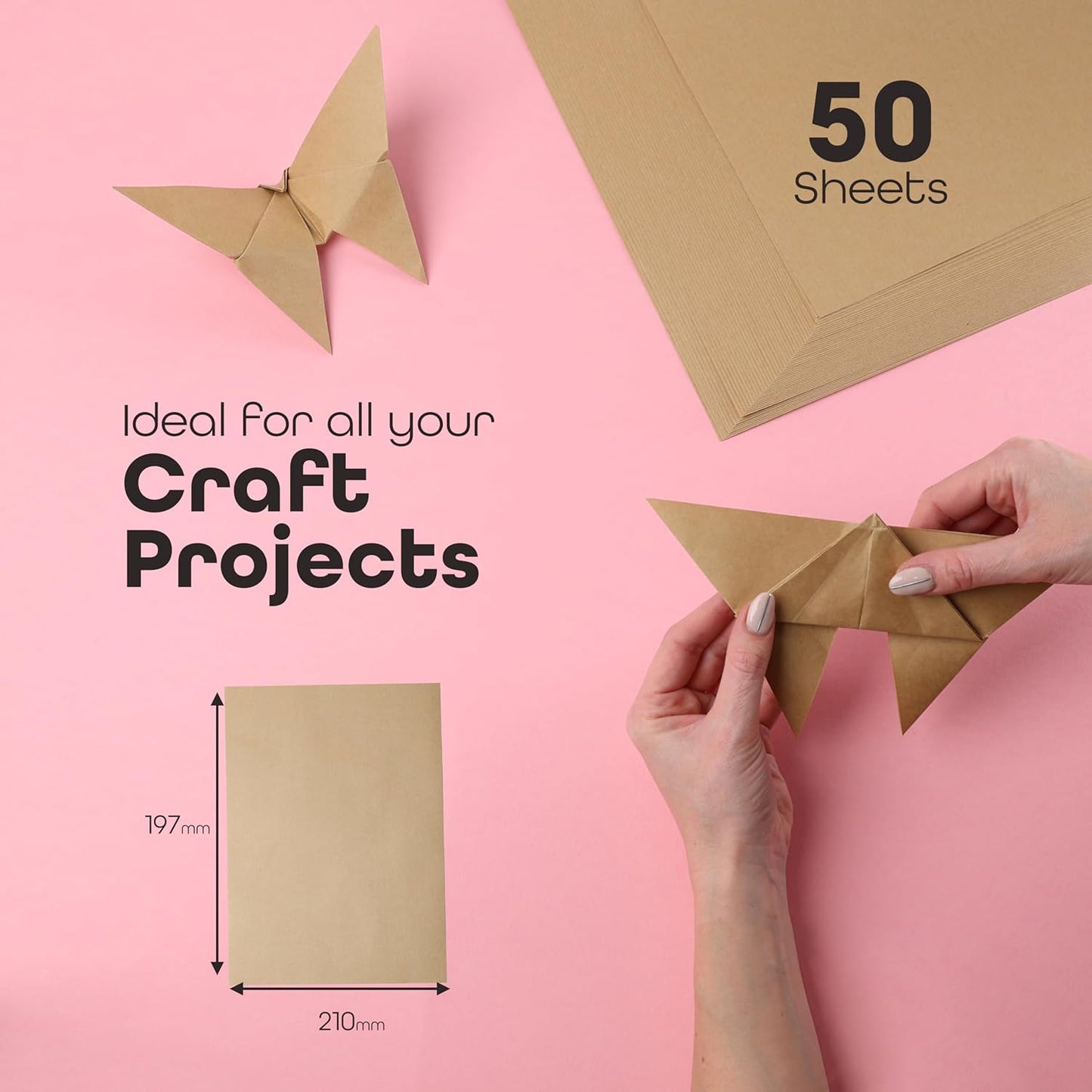 A4 Kraft Paper Card Brown 50 Sheets Papers for Small Gifts Wrapping Art work - DIVCHI