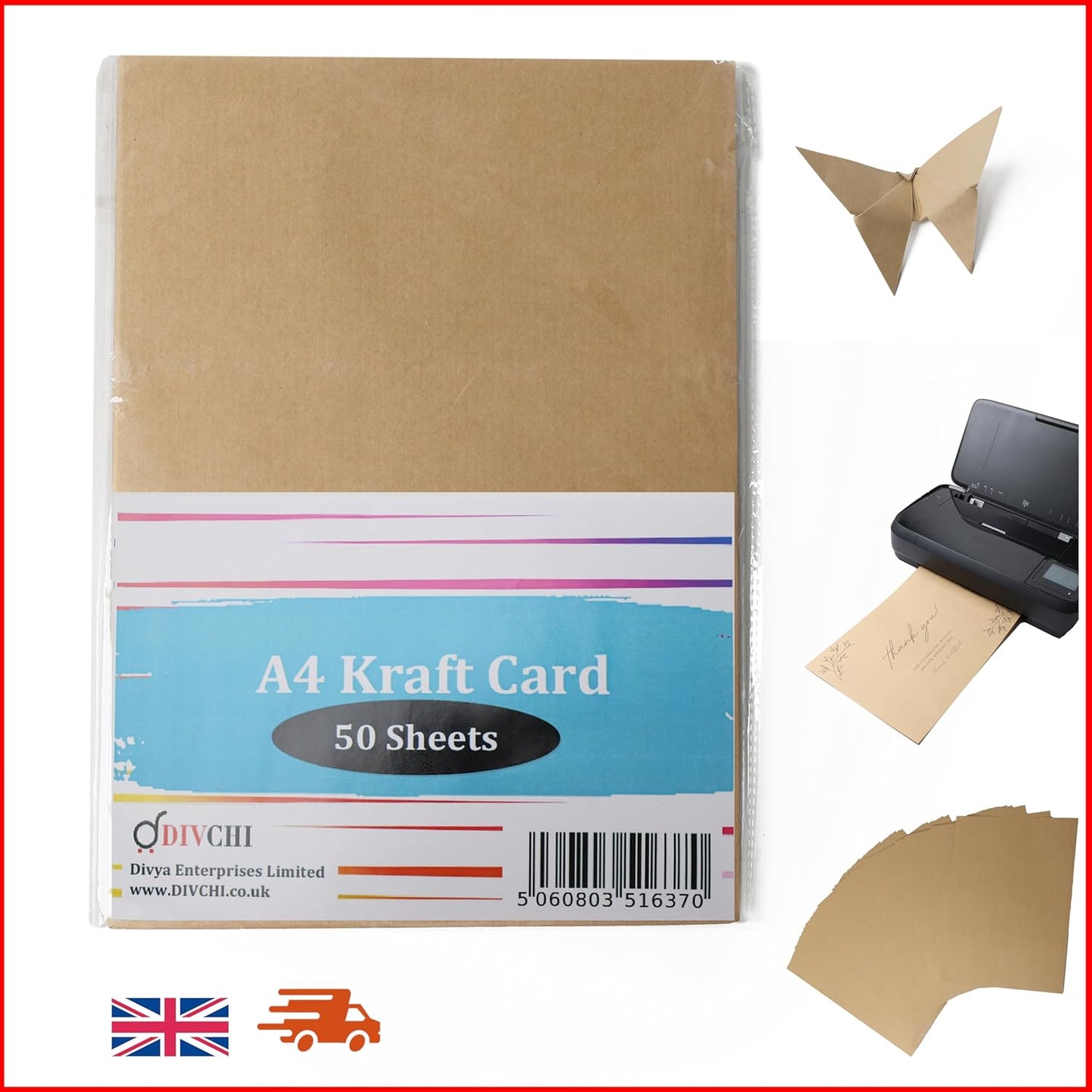 A4 Kraft Paper Card Brown 50 Sheets Papers for Small Gifts Wrapping Art work - DIVCHI