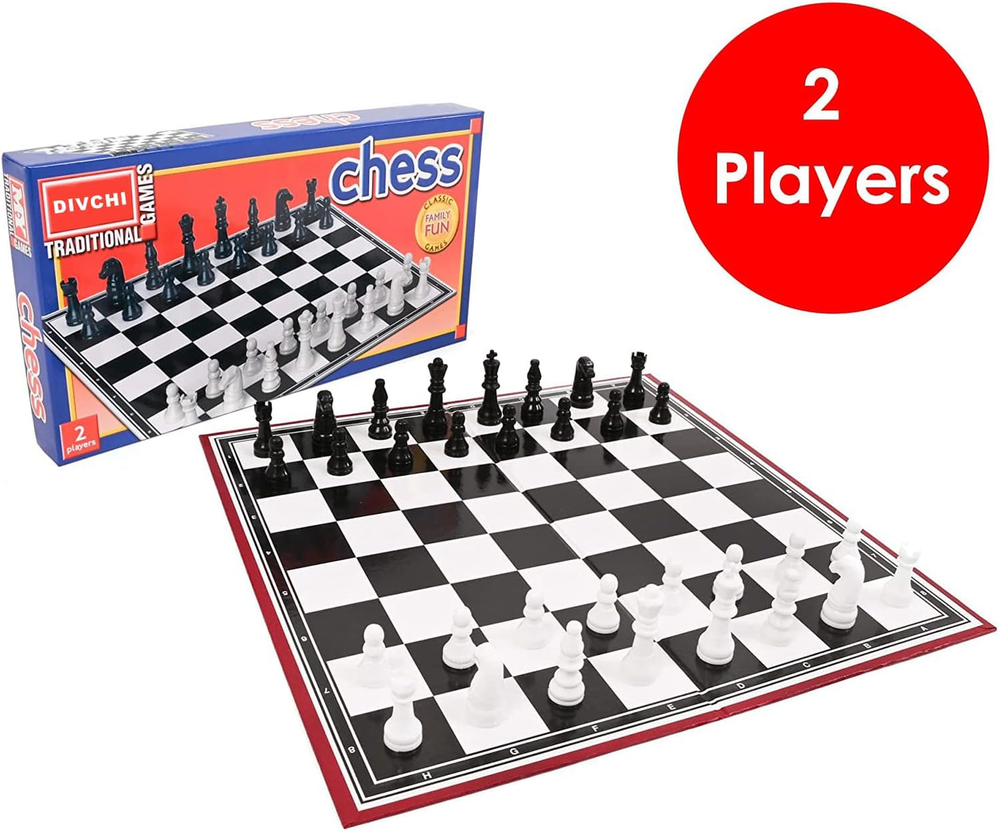 Chess Board Set Game -Travel Chess Piece Set with Chess Folding/Portable Storage Board-Traditional Strategy Game for Kids/Children/Adults - DIVCHI