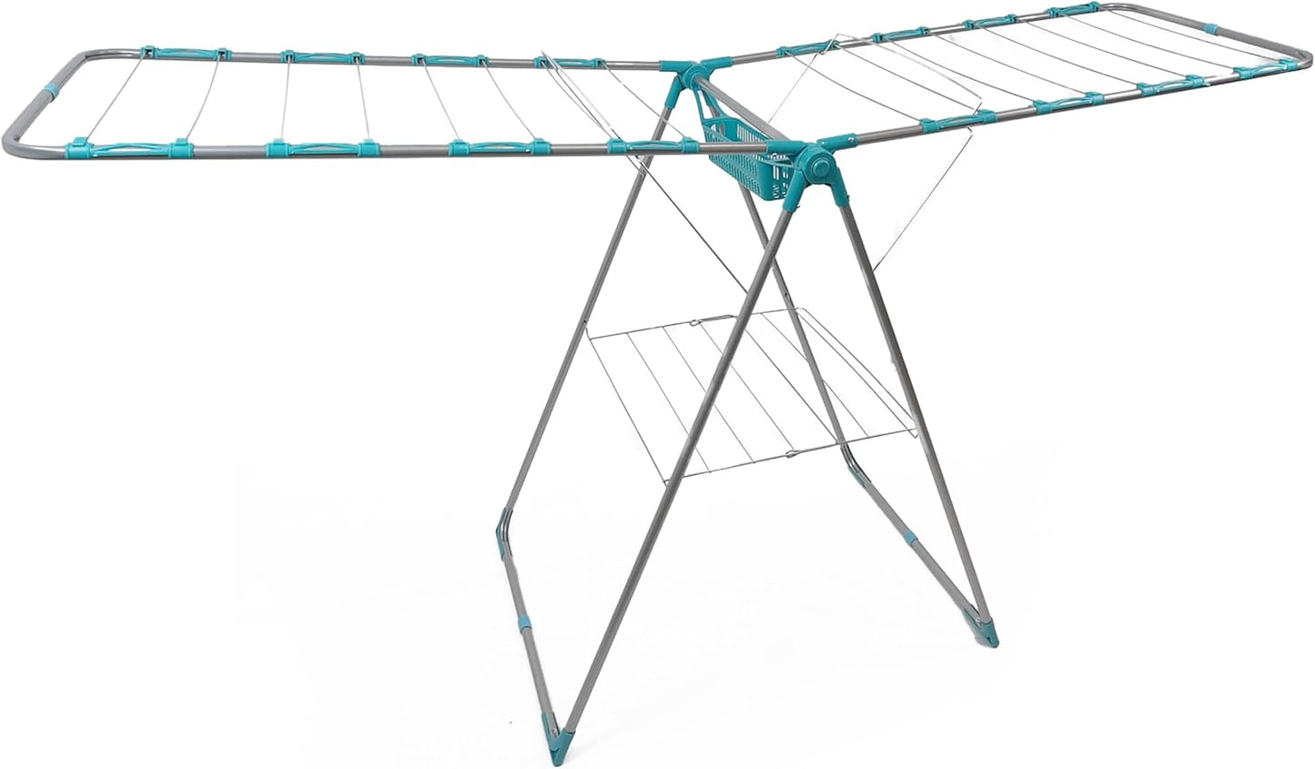 DIVCHI Clothes Dryer Airer With Peg Basket | Foldable Clothes Drying Rack | Compact Laundry Clothes Stainless Steel Adjustable Horse Indoor Outdoor Laundry Racks