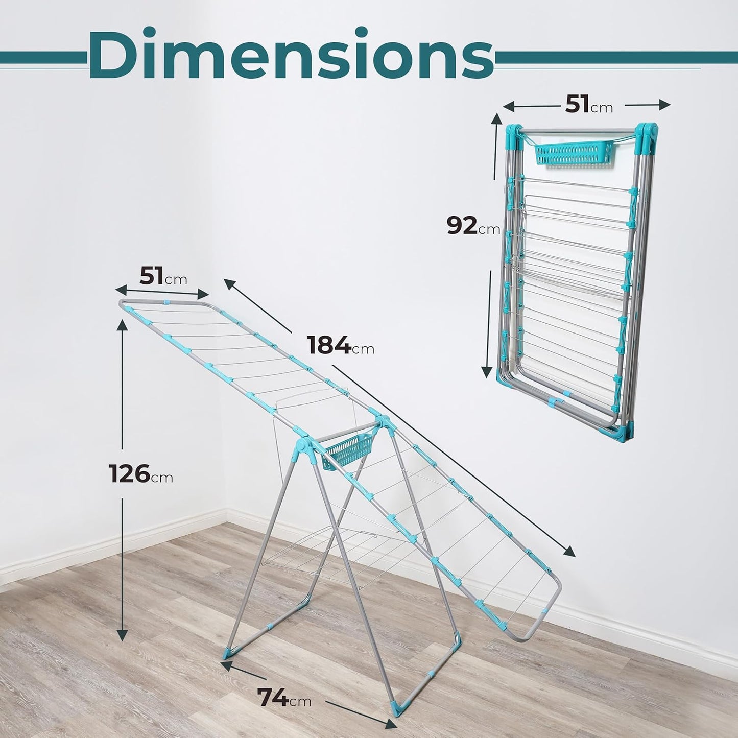 DIVCHI Clothes Dryer Airer With Peg Basket | Foldable Clothes Drying Rack | Compact Laundry Clothes Stainless Steel Adjustable Horse Indoor Outdoor Laundry Racks