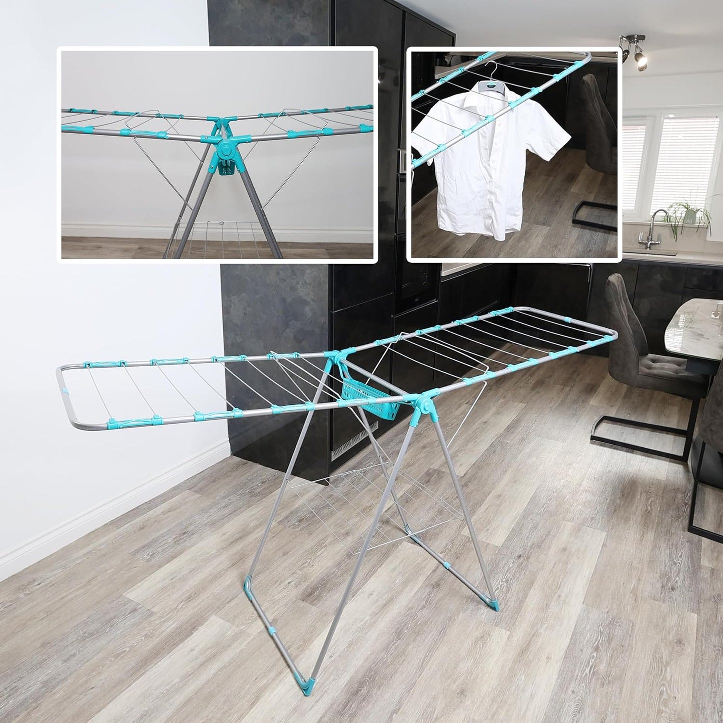 DIVCHI Clothes Dryer Airer With Peg Basket | Foldable Clothes Drying Rack | Compact Laundry Clothes Stainless Steel Adjustable Horse Indoor Outdoor Laundry Racks
