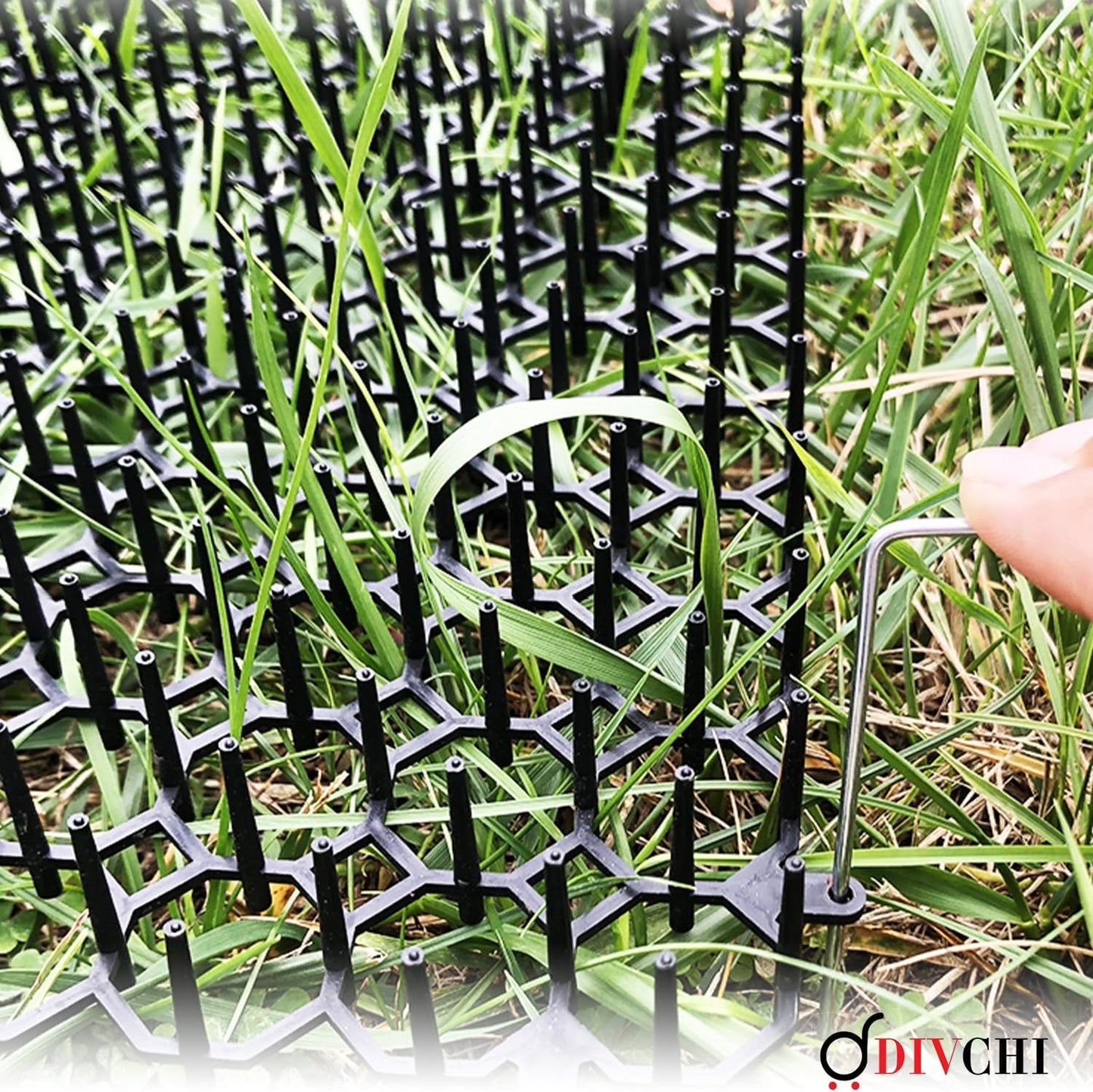DIVCHI 12pcs 20 * 15cm Cat Scat Mat With Spikes, Anti Cat Spikes With Pegs, Cat Repellent Mat With 8pcs U Shape Pegs, Plastic Dig Stopper For Cats, Prickle Stirps Pet Deterrent For Indoor And Outdoor - DIVCHI