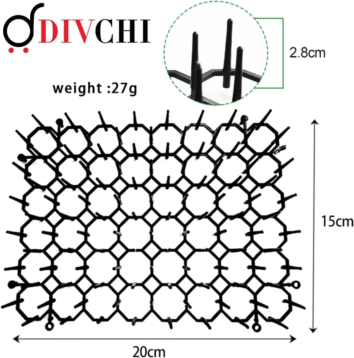 DIVCHI 12pcs 20 * 15cm Cat Scat Mat With Spikes, Anti Cat Spikes With Pegs, Cat Repellent Mat With 8pcs U Shape Pegs, Plastic Dig Stopper For Cats, Prickle Stirps Pet Deterrent For Indoor And Outdoor