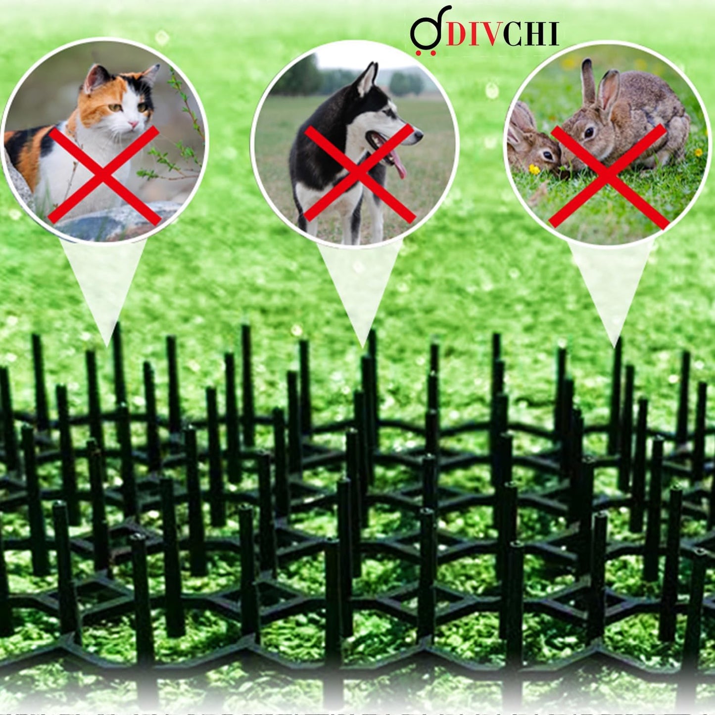 DIVCHI 12pcs 20 * 15cm Cat Scat Mat With Spikes, Anti Cat Spikes With Pegs, Cat Repellent Mat With 8pcs U Shape Pegs, Plastic Dig Stopper For Cats, Prickle Stirps Pet Deterrent For Indoor And Outdoor